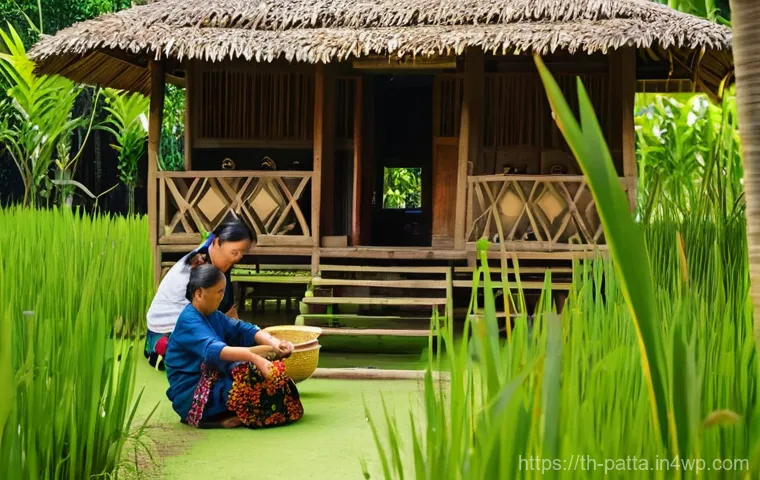 기후 변화 대응을 위한 지역 사회의 리더십 - **Prompt:** A dynamic gathering in a modern, yet traditionally rooted, Thai community center or outd...