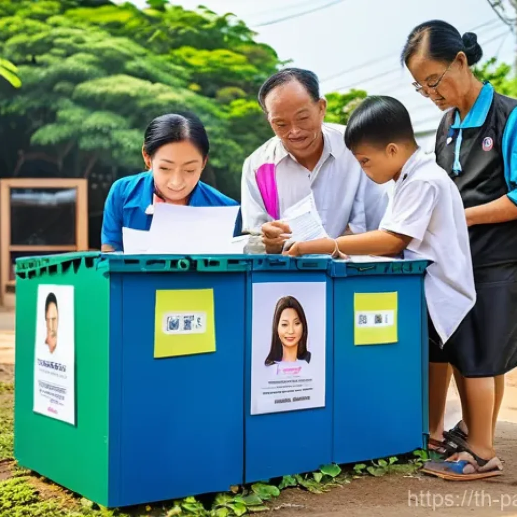 기후 위기 해결을 위한 시민의 정치적 참여 - **Prompt:** A vibrant and hopeful scene depicting diverse Thai citizens, including young adults, mid...