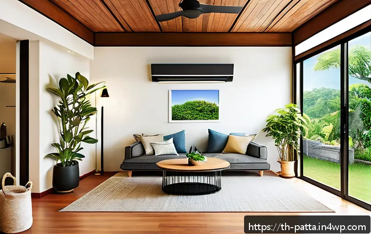 기후 위기와 시민의 자발적 행동 사례 - A cozy Thai home interior during daytime, showcasing energy-saving LED lights turned on, a modern ai...