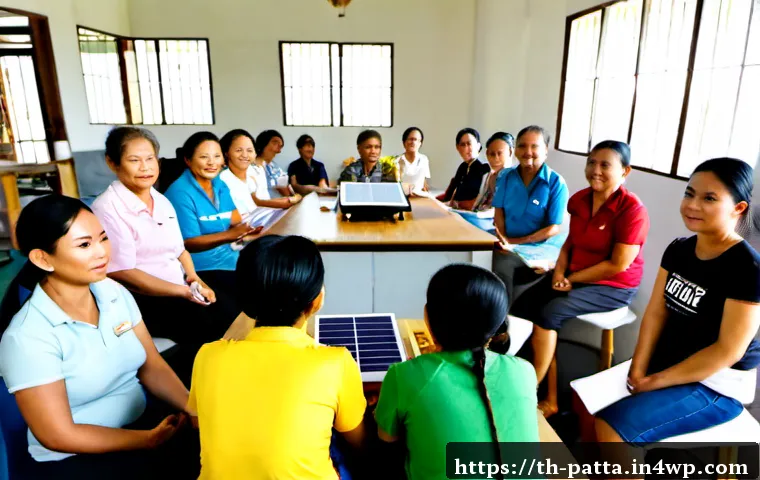 Home 17 기후 위기 대응을 위한 시민 교육 프로그램 - Photorealistic community climate education workshop in a bright modern Thai municipal library, diver...
